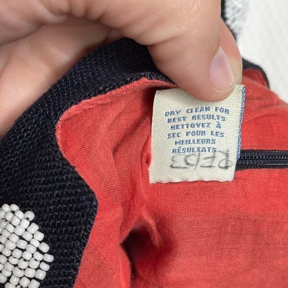 ANTHRO ODILLE Linen Navy Beaded Polka Dot Top, 0 - Picture 9 of 10